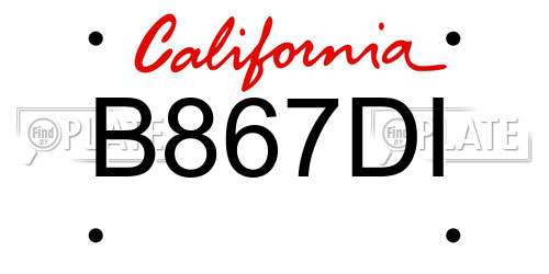 B867DI California License Plate