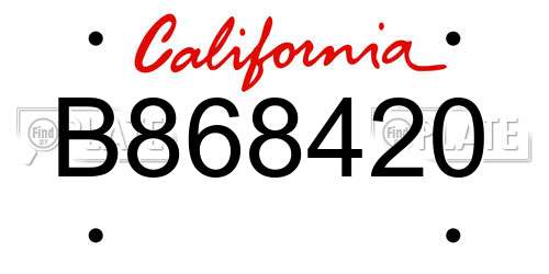 B868420 California License Plate