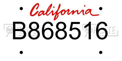 B868516 California License Plate