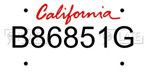 B86851G California License Plate