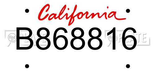 B868816 California License Plate
