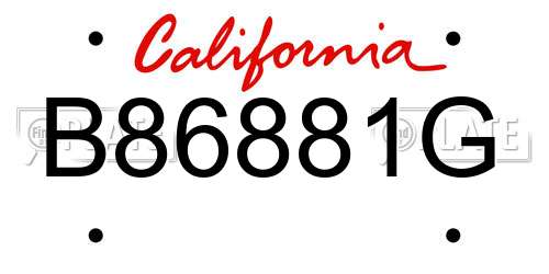 B86881G California License Plate
