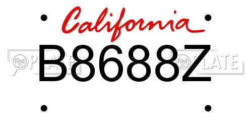 B8688Z California License Plate