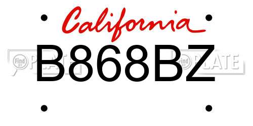 B868BZ California License Plate