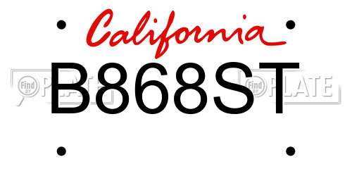 B868ST California License Plate