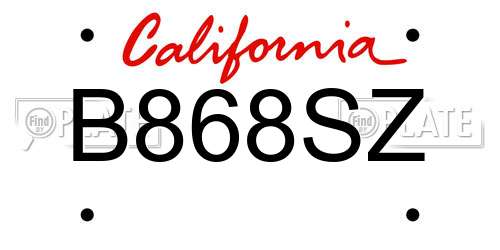 B868SZ California License Plate