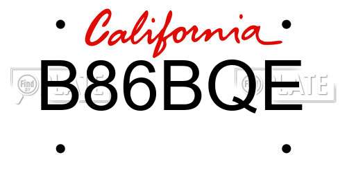 B86BQE California License Plate