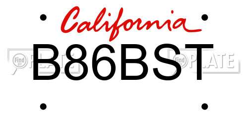 B86BST California License Plate