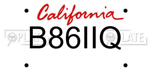 B86IIQ California License Plate