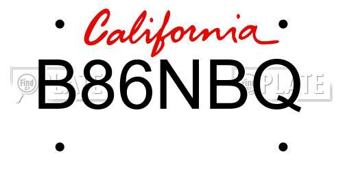 B86NBQ California License Plate