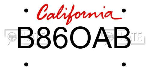 B86OAB California License Plate