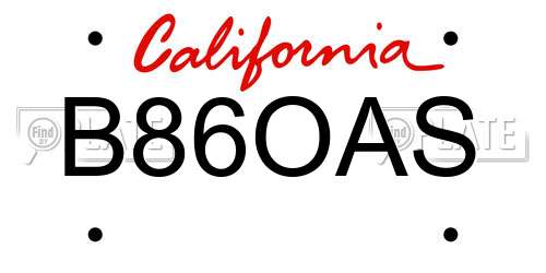 B86OAS California License Plate