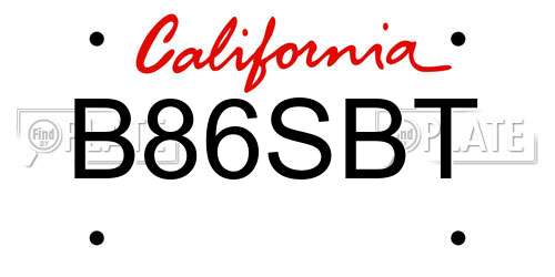 B86SBT California License Plate