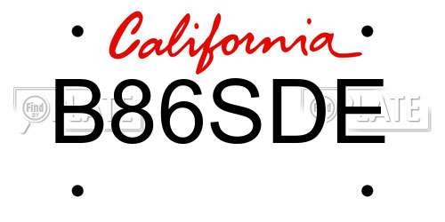 B86SDE California License Plate