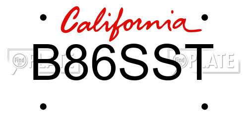 B86SST California License Plate