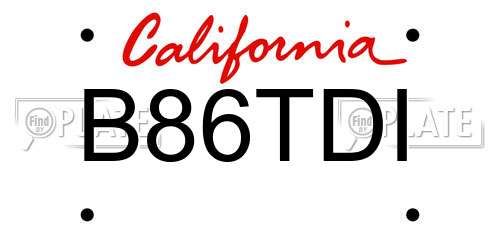 B86TDI California License Plate