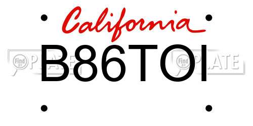 B86TOI California License Plate