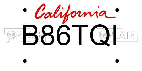 B86TQI California License Plate