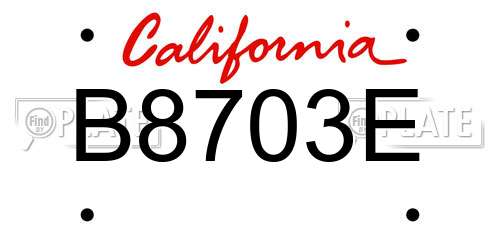 B8703E California License Plate
