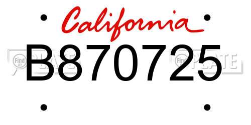 B870725 California License Plate