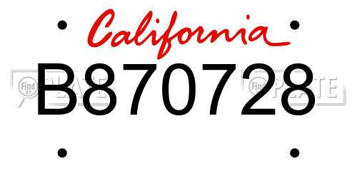 B870728 California License Plate