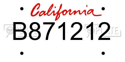 B871212 California License Plate