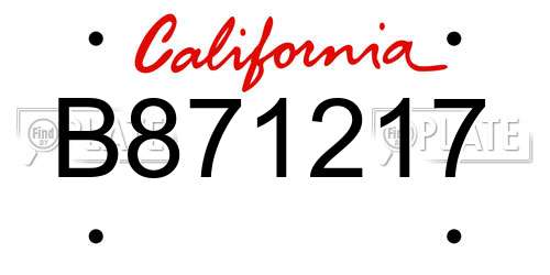 B871217 California License Plate