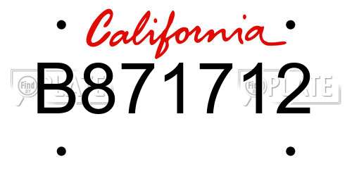 B871712 California License Plate