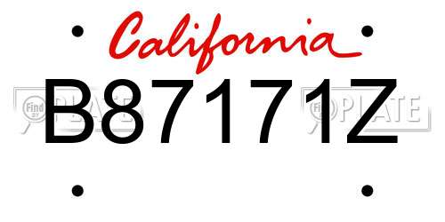 B87171Z California License Plate