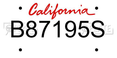 B87195S California License Plate