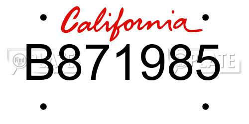 B871985 California License Plate