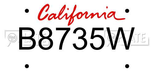 B8735W California License Plate