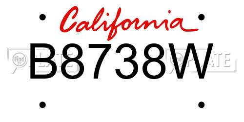B8738W California License Plate