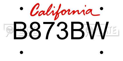 B873BW California License Plate