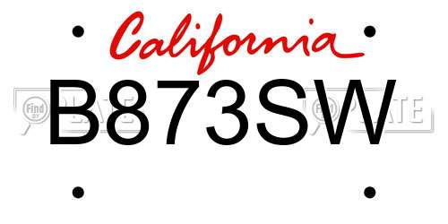 B873SW California License Plate