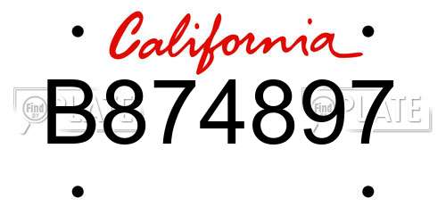B874897 California License Plate