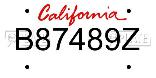 B87489Z California License Plate