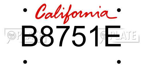 B8751E California License Plate