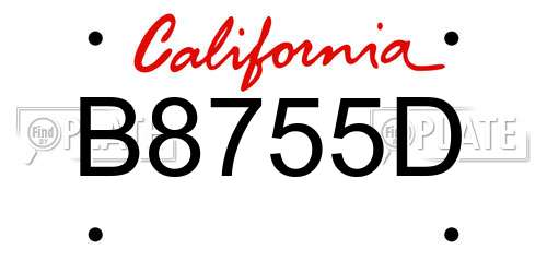 B8755D California License Plate