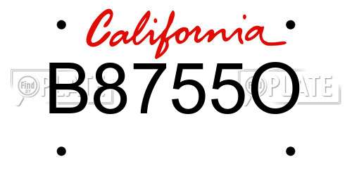 B8755O California License Plate