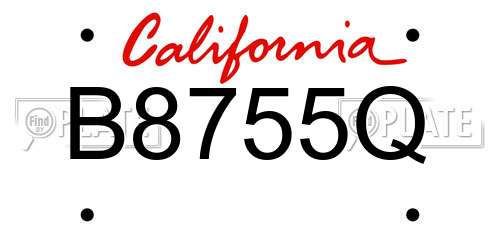 B8755Q California License Plate