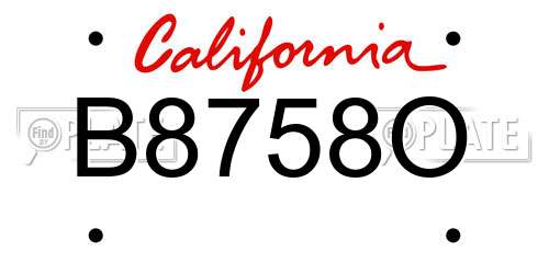 B8758O California License Plate