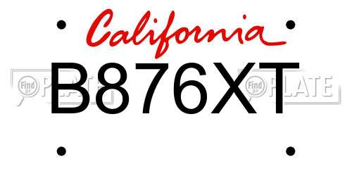 B876XT California License Plate