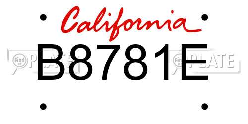 B8781E California License Plate