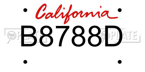 B8788D California License Plate