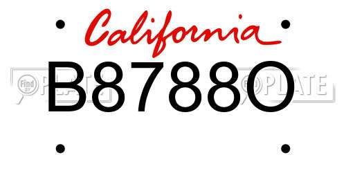 B8788O California License Plate
