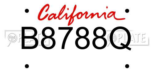 B8788Q California License Plate