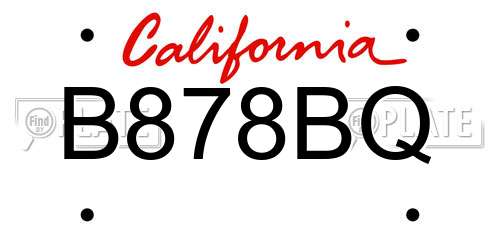 B878BQ California License Plate