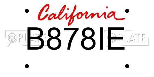 B878IE California License Plate