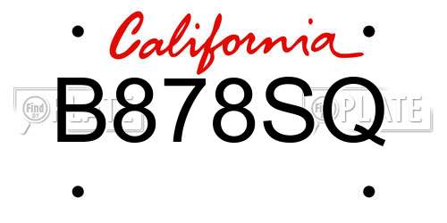 B878SQ California License Plate